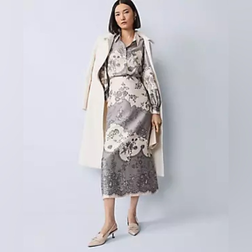 NWT Ann Taylor Belted Notch Collar Coat - Picture 4 of 6